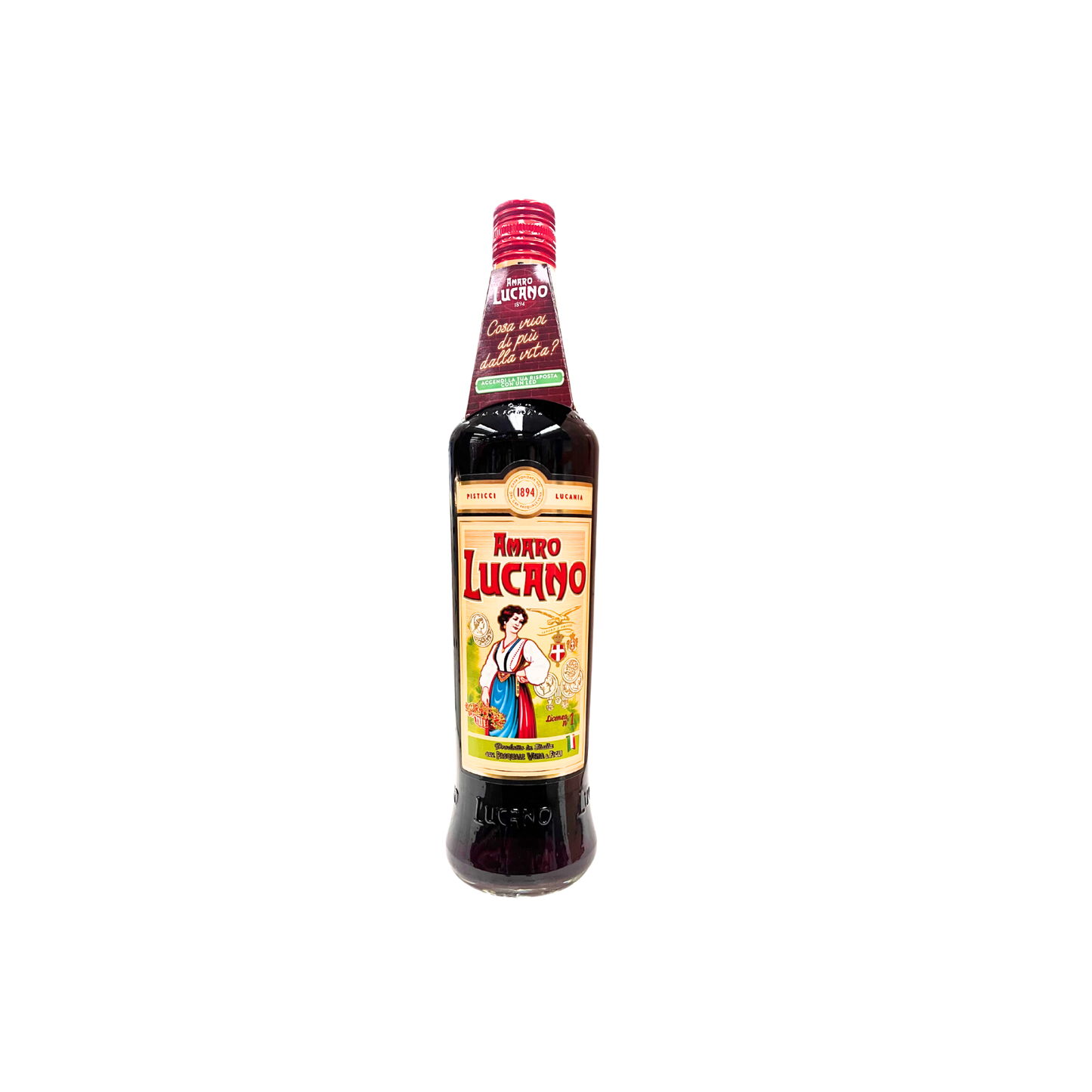 Bottiglia da 70 cl di Amaro Lucano, liquore italiano alle erbe in vendita su ESSENZA PISTERZI.
