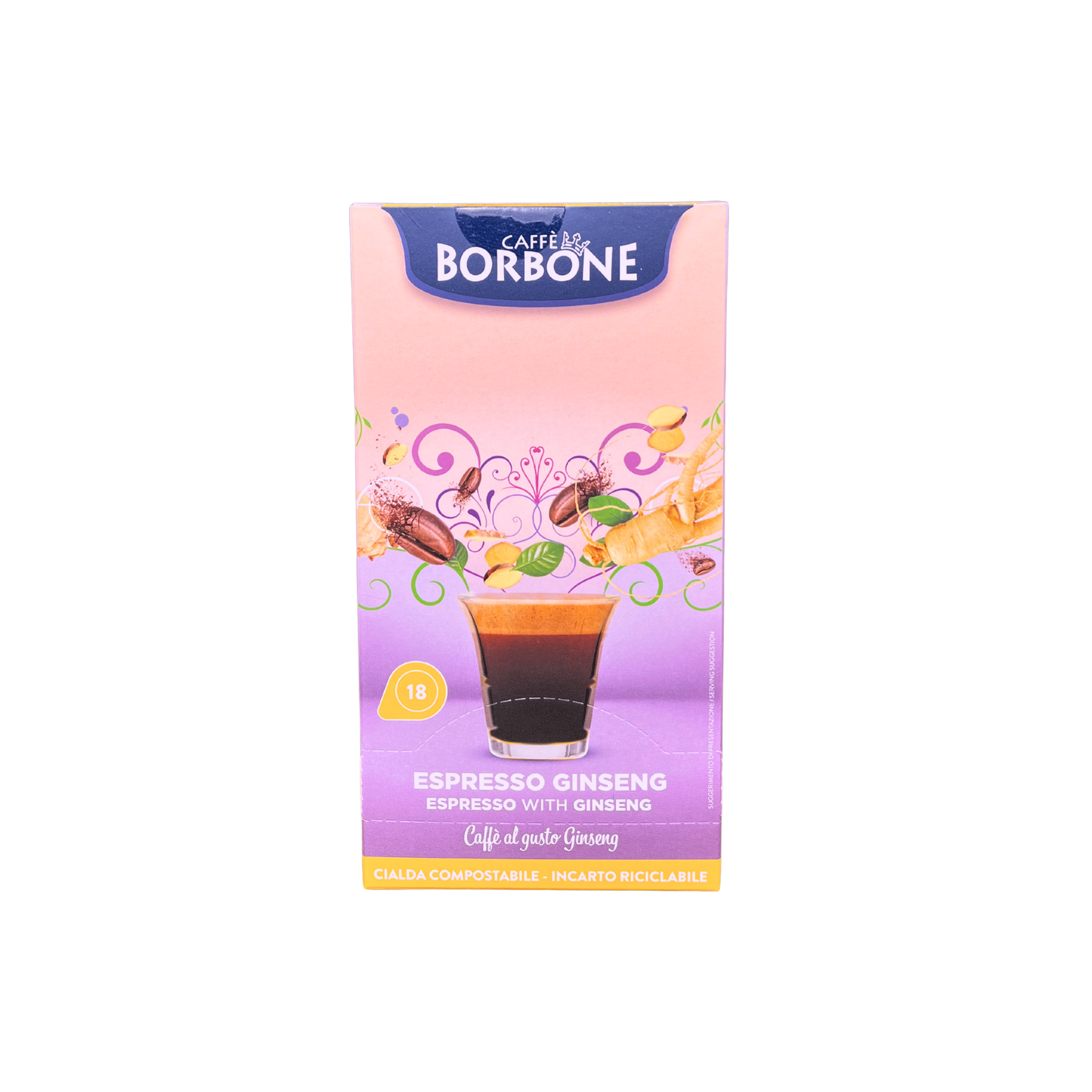 BORBONE Caffè Espresso al gusto Ginseng, 18 Cialde.