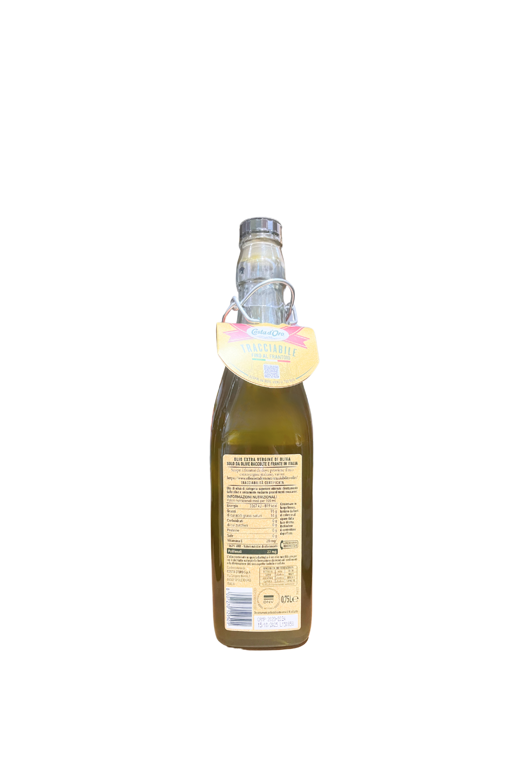 COSTA D'ORO Olio extra vergine di Oliva Il grezzo, non filtrato. 100% Italiano, 0,75L