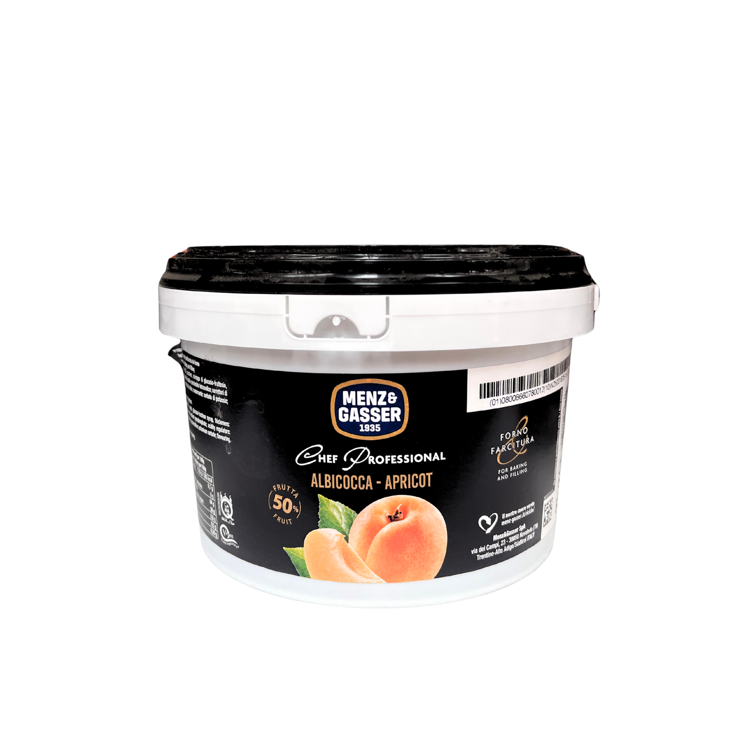 Secchiello da 2kg di Confettura Menz & Gasser alle Albicocche – disponibile su Essenza Pisterzi