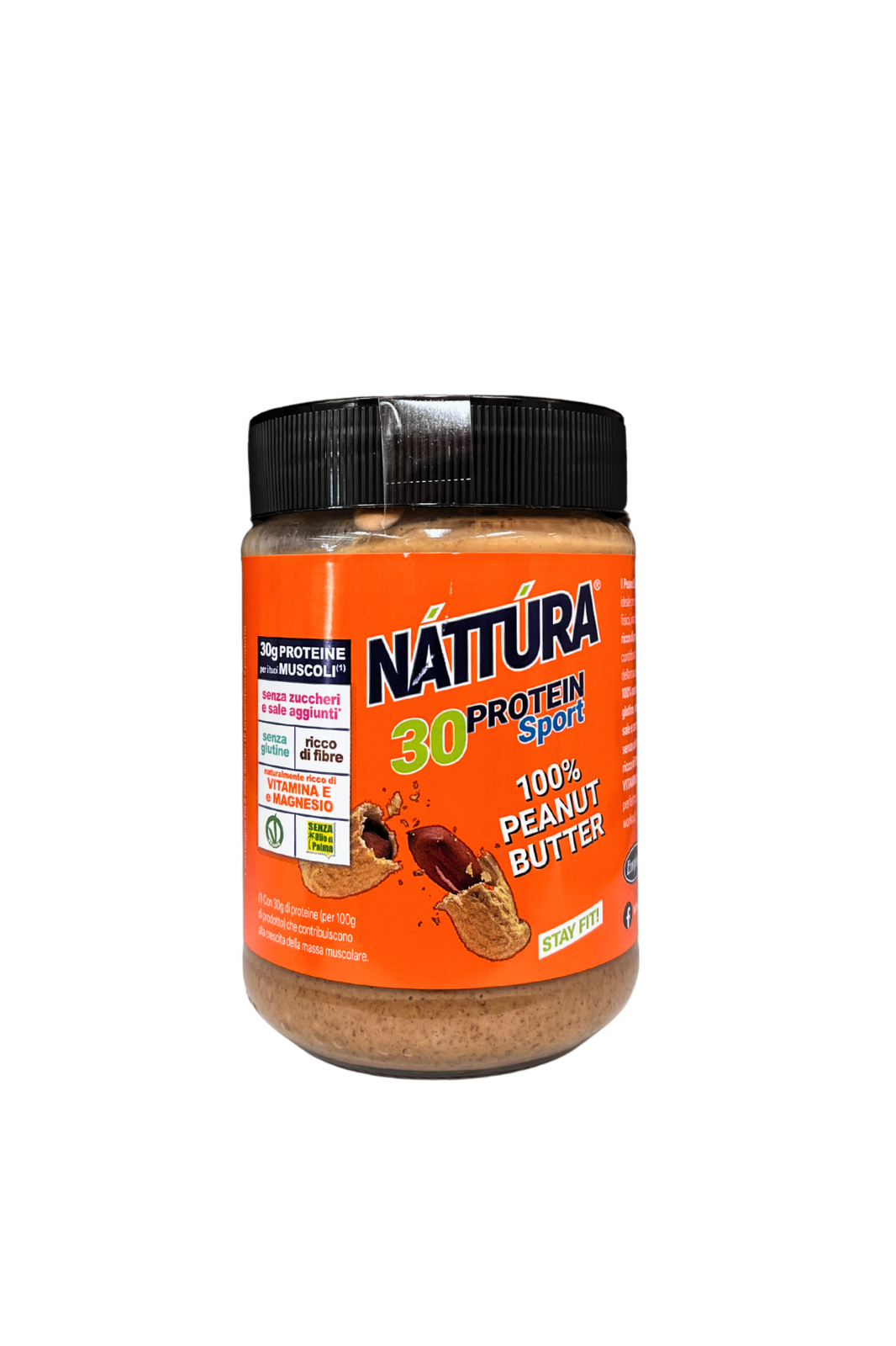 Barattolo da 350g di Crema di Arachidi NATTURA, 30g di proteine, crema naturale senza zuccheri aggiunti.