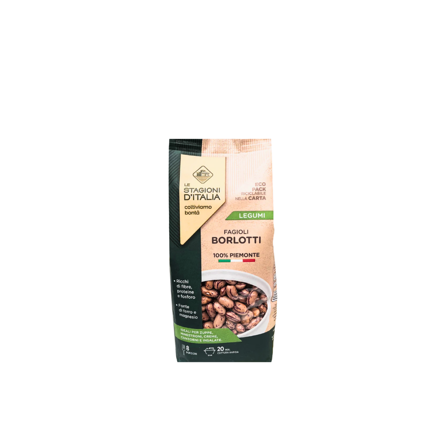 Seasons of Italy Borlotti Beans 100% Piedmont, 400g