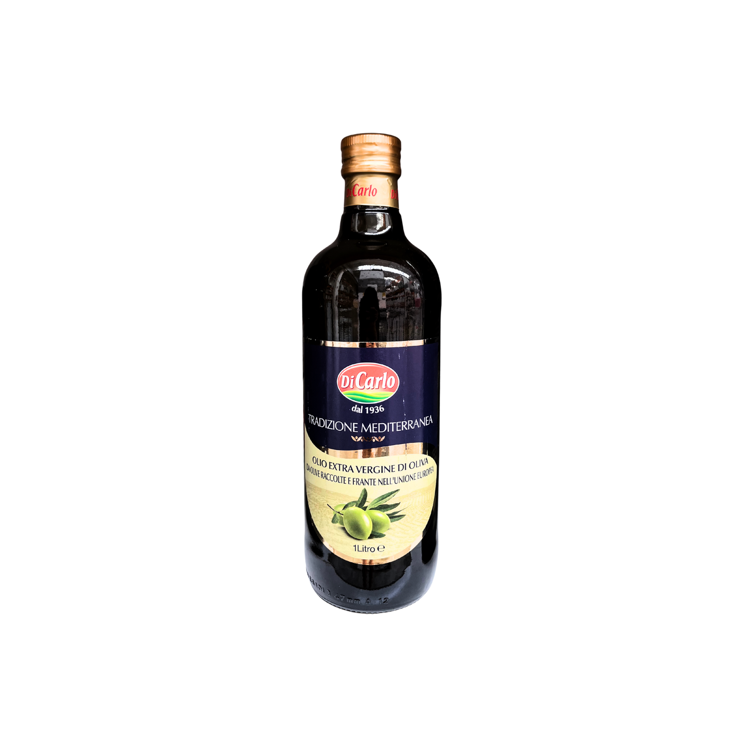 Bottiglia da 1 litro di Olio Extra Vergine di Oliva Di Carlo – disponibile su Essenza Pisterzi
