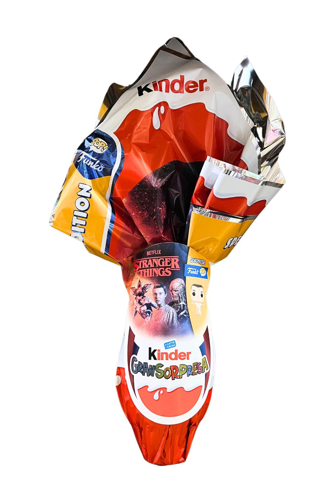 Kinder Uovo Gran Sorpresa Stranger Things 220gr, uovo di cioccolato con sorprese a tema Stranger Things, ideale per i fan della serie e appassionati di cioccolato