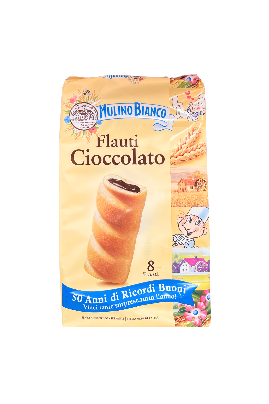 Confezione da 8 Flauti al Cioccolato MULINO BIANCO, merendine soffici con ripieno al cioccolato