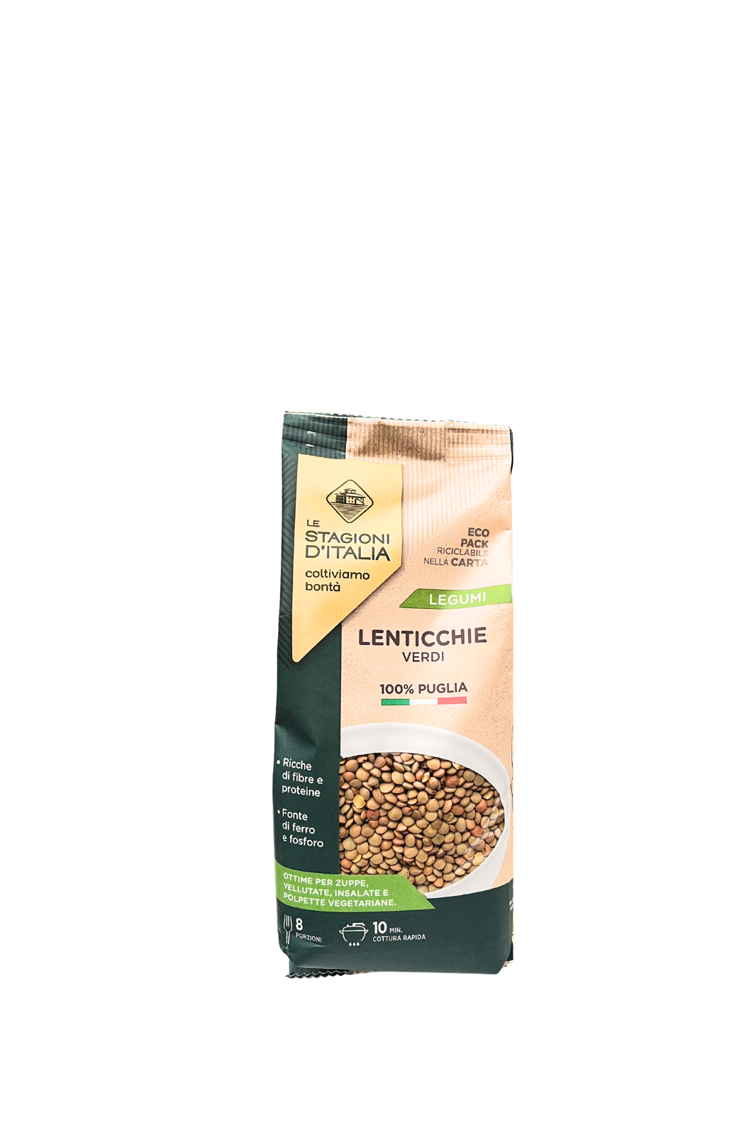Le Stagioni d'Italia Green Lentils 100% Puglia, 400g