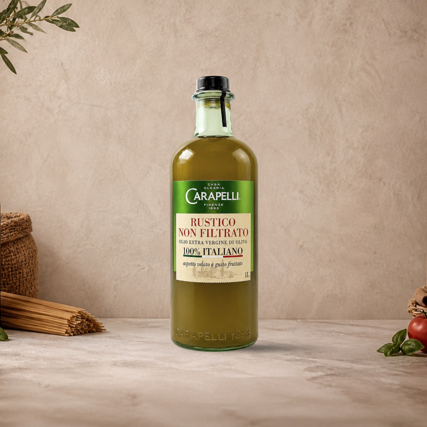 CARAPELLI Olio Extra Vergine di Oliva Rustico, non filtrato. 1LT