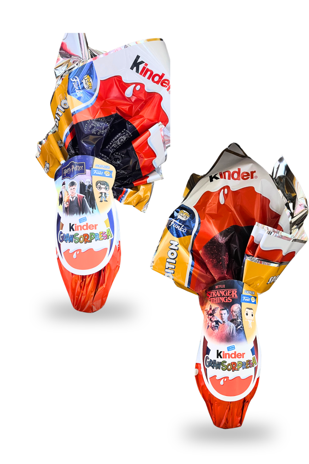 KINDER Uova di Pasqua Gran Sorpresa in edizione speciale (2 pezzi): Harry Potter e Stranger Things – confezione promozionale, ideali per collezionisti e fan delle serie.