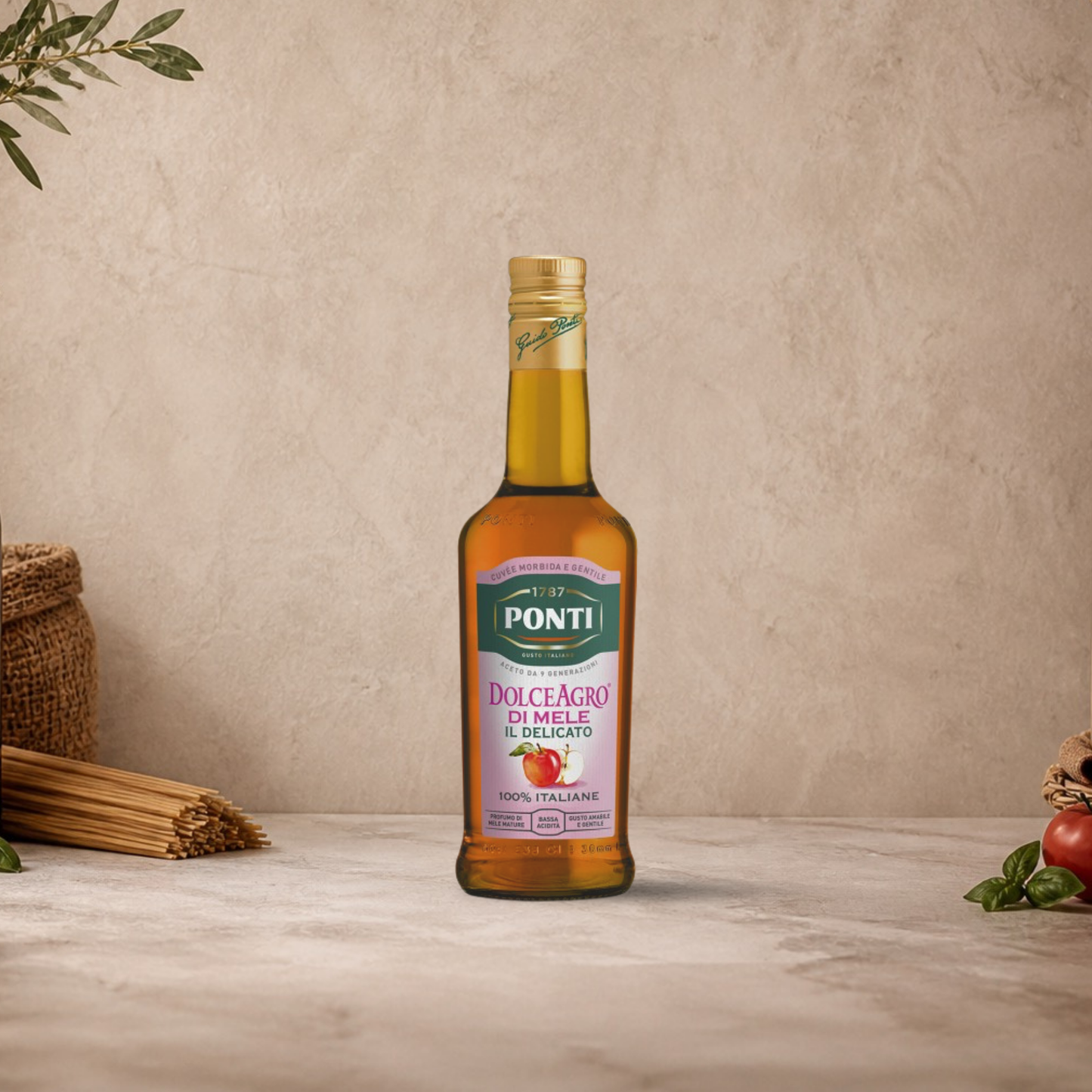 PONTI Aceto DolceAgro di Mele 100% Italiane, 500ml.