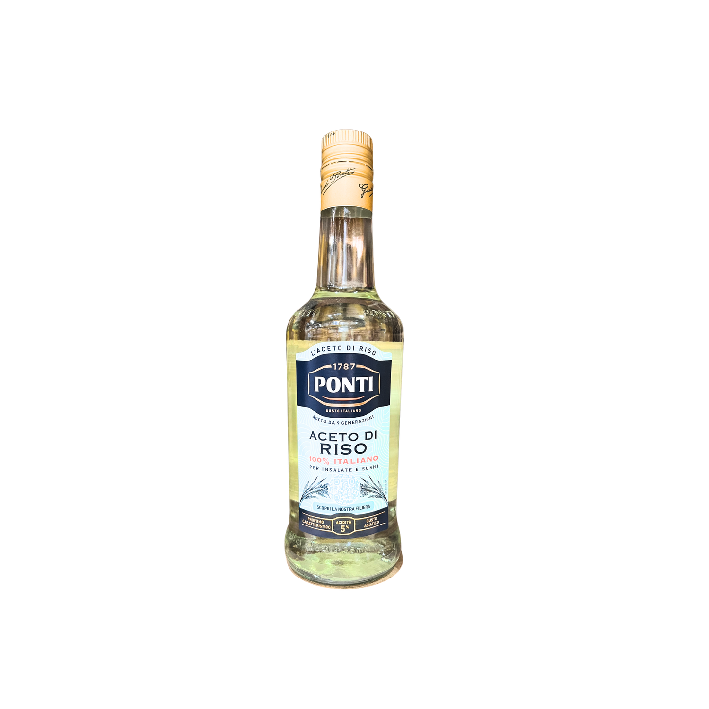 PONTI Aceto di Riso 100% Italiano 500ml - Bottiglia di aceto di riso delicato per sushi e cucina creativa