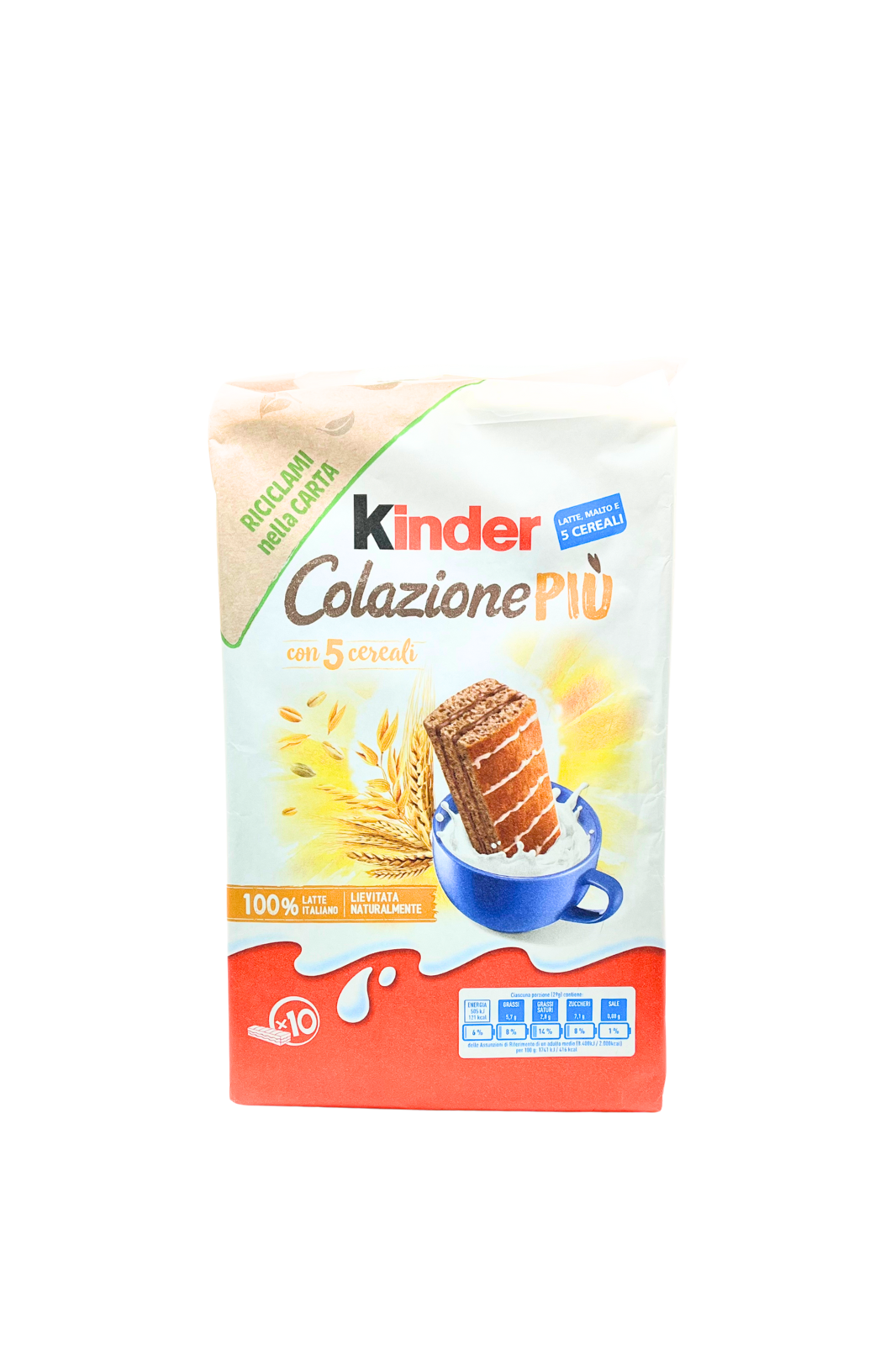 Confezione da 10 Kinder Colazione Più ai 5 cereali – merendine italiane Ferrero