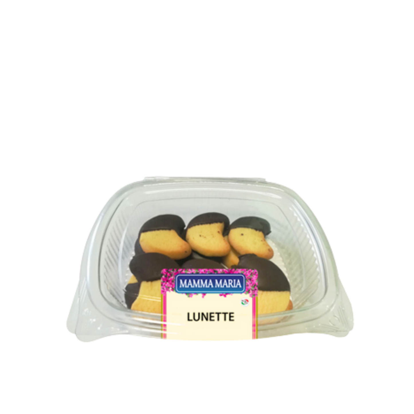 Biscotti artigianali Lunette Mamma Maria ricoperti di cioccolato, 150g, Made in Italy