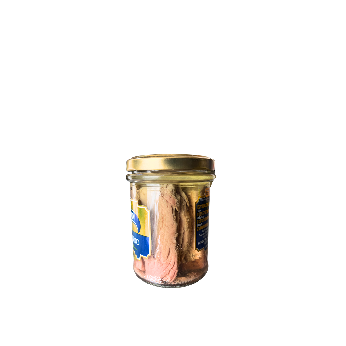 NOSTROMO Filetti di Tonno all’Olio di Oliva 180g – barattolo di tonno in olio di oliva su sfondo neutro – Essenza Pisterzi