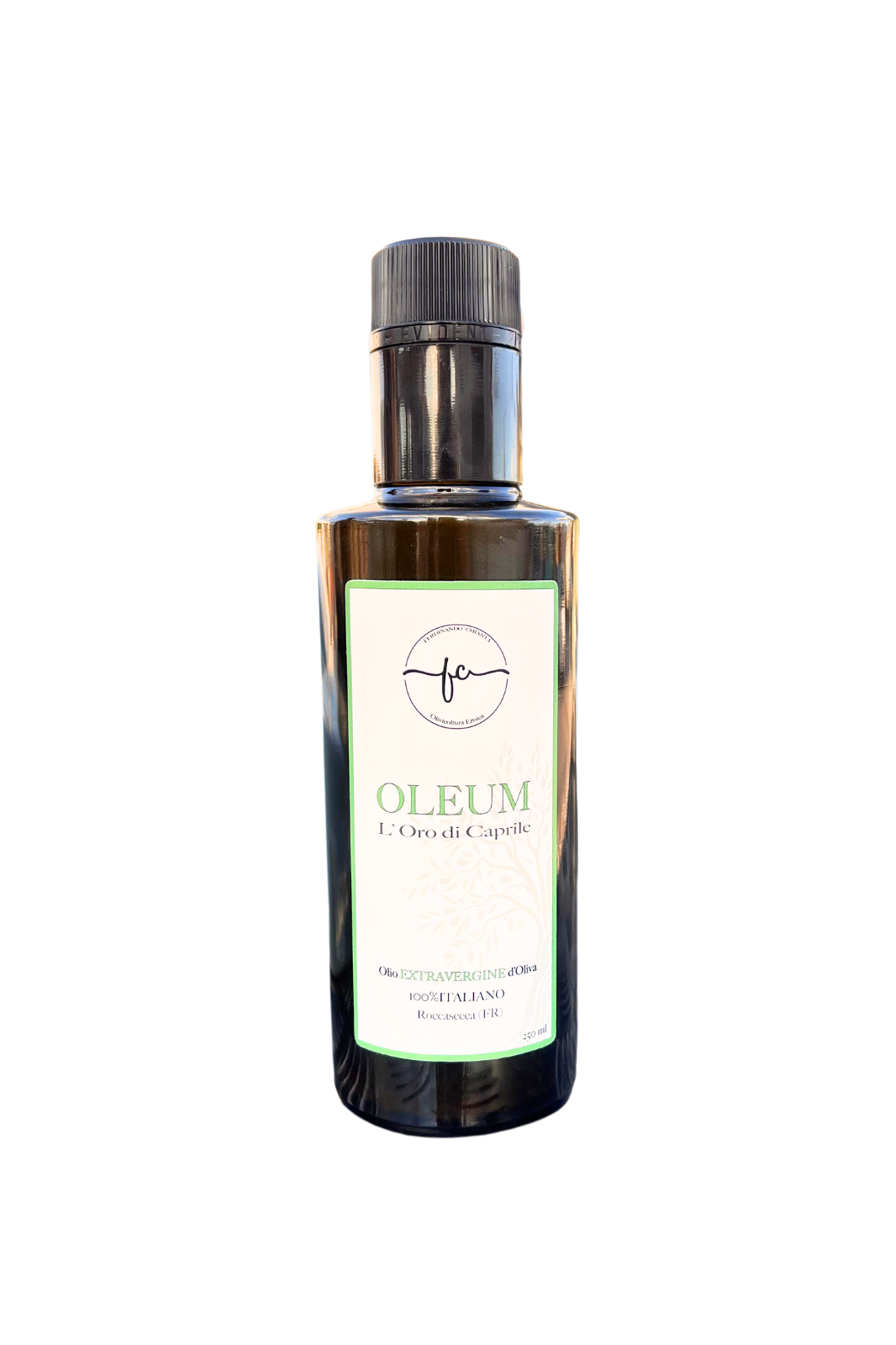 Bottiglia di OLEUM – Olio Extra Vergine di Oliva 100% italiano da Roccasecca, 250ml