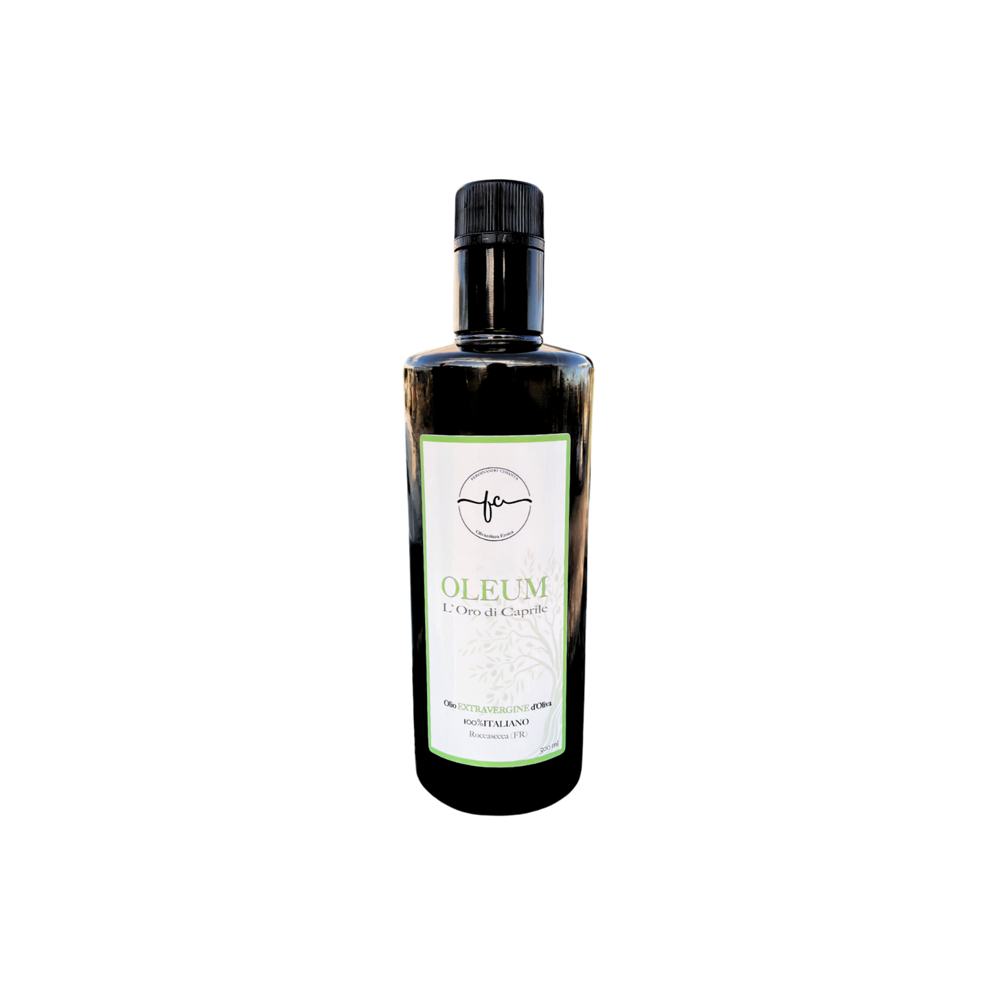 OLEUM – Bottiglia da 500ml di Olio Extra Vergine di Oliva artigianale italiano da Roccasecca, selezionato da Essenza Pisterzi