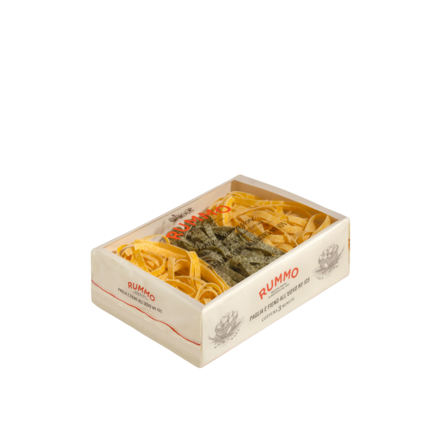 Confezione da 250g di pasta Rummo Paglia e Fieno all’uovo – disponibile su Essenza Pisterzi