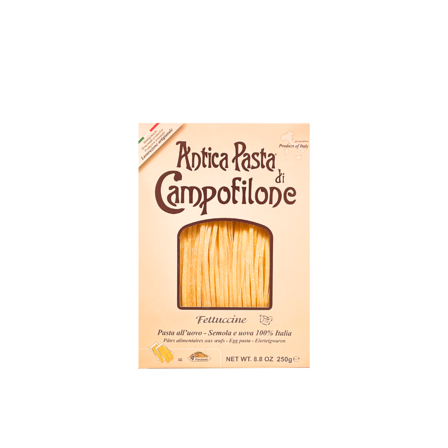 Confezione da 250 g di Fettuccine all’Uovo IGP Antica Pasta di Campofilone – pasta artigianale marchigiana