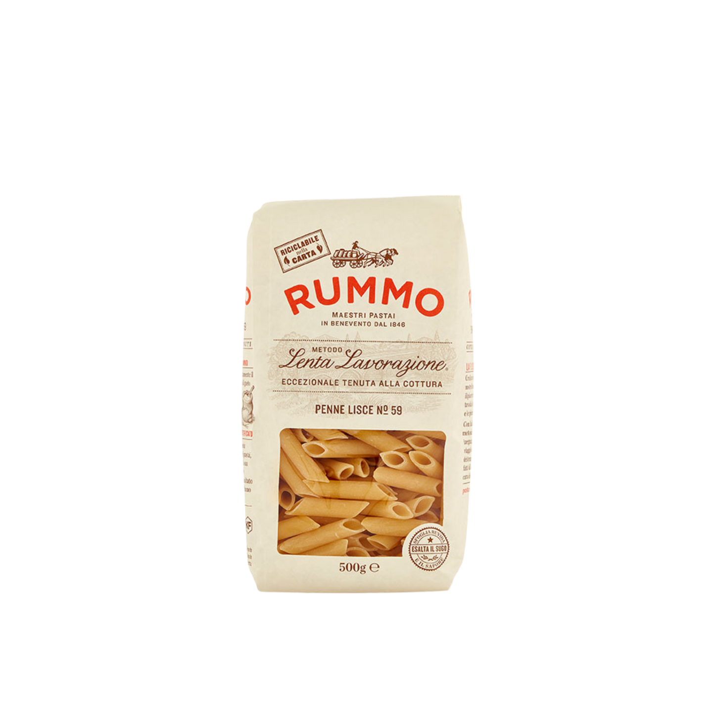 Confezione da 500g di Penne Lisce Rummo – pasta liscia artigianale esclusiva