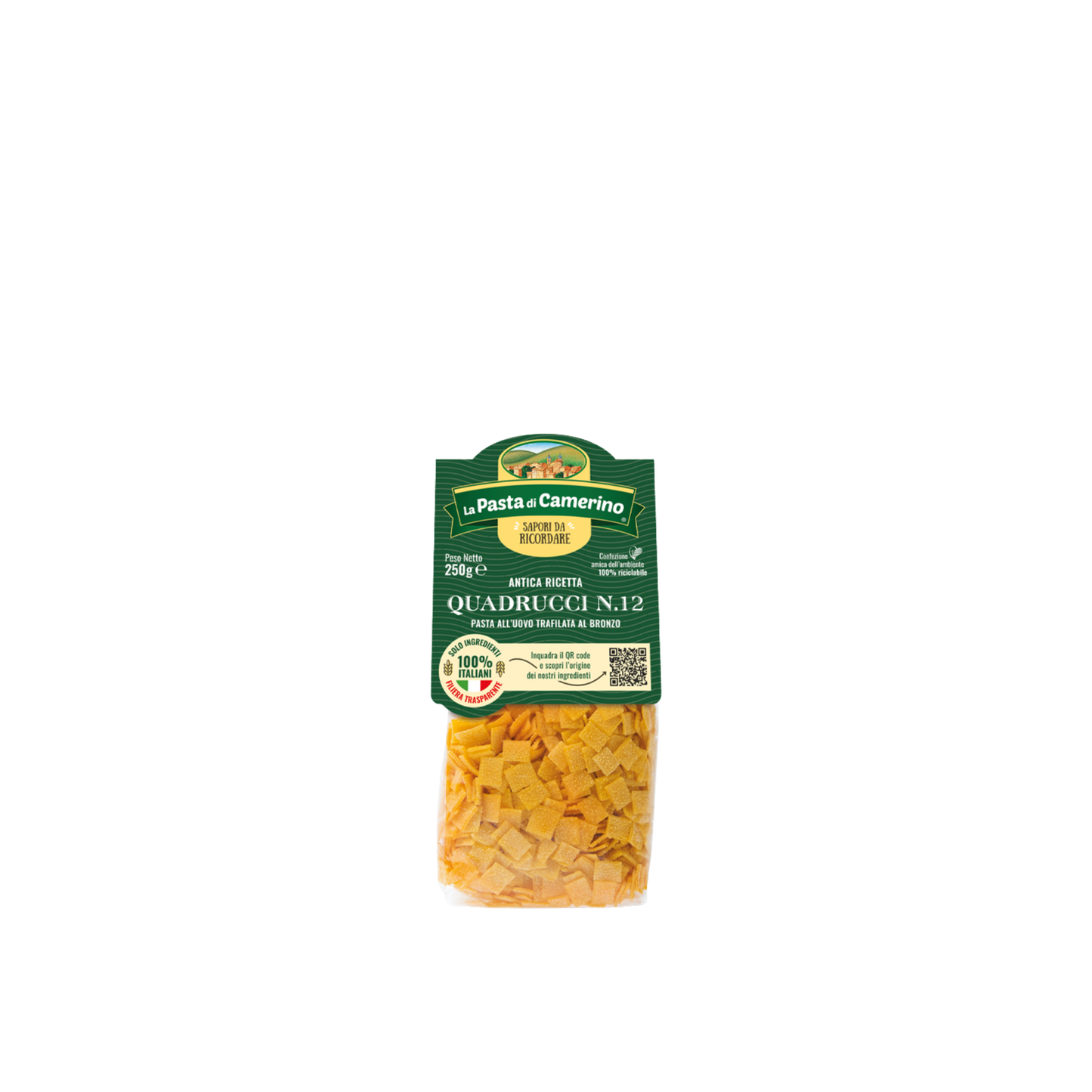 Confezione da 250 g di Quadrucci all’Uovo La Pasta di Camerino – pasta per minestre all’uovo