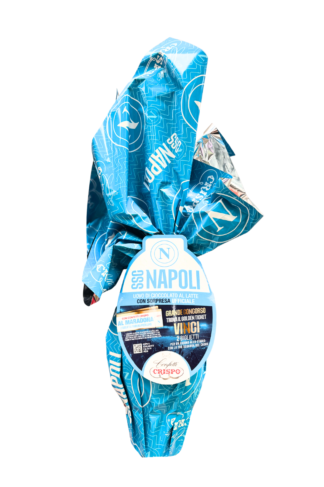 Uovo di Pasqua Crispo Napoli 220g in cioccolato al latte con sorpresa dedicata alla squadra di calcio