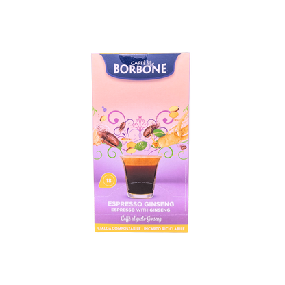 BORBONE Caffè Espresso al gusto Ginseng, 18 Cialde.