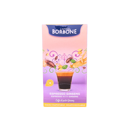 BORBONE Ginseng Flavored Espresso Coffee, 18 Pods.