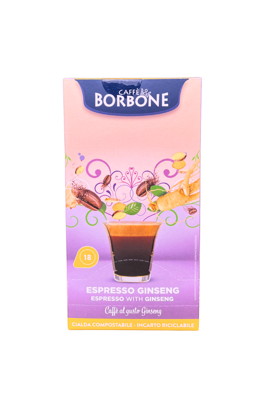 BORBONE Caffè Espresso al gusto Ginseng, 18 Cialde.