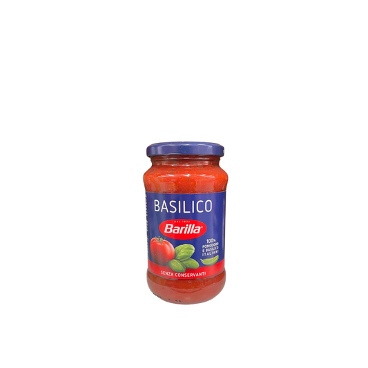 Vasetto di sugo Barilla al basilico 400g con ingredienti 100% italiani – disponibile su Essenza Pisterzi
