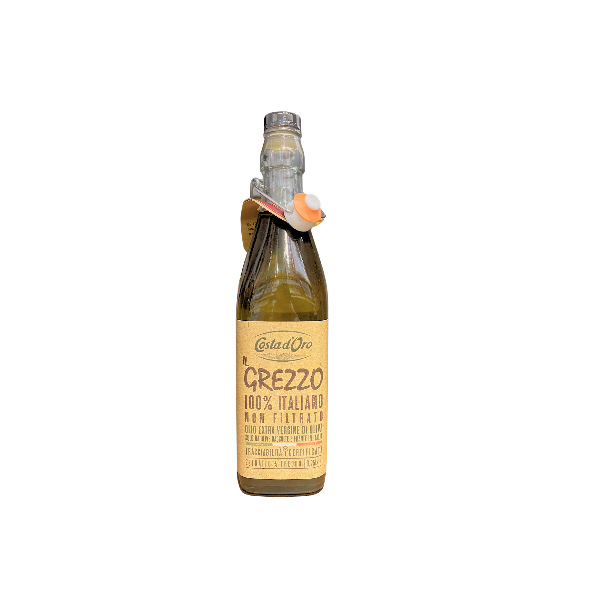 Costa D’Oro Il Grezzo – Olio extra vergine di oliva non filtrato 100% Italiano 0,75 L
