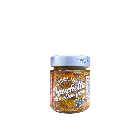 MONTALBANO Bruschetta alle Olive Nere – Crema Spalmabile per Antipasti, 130 gr.
