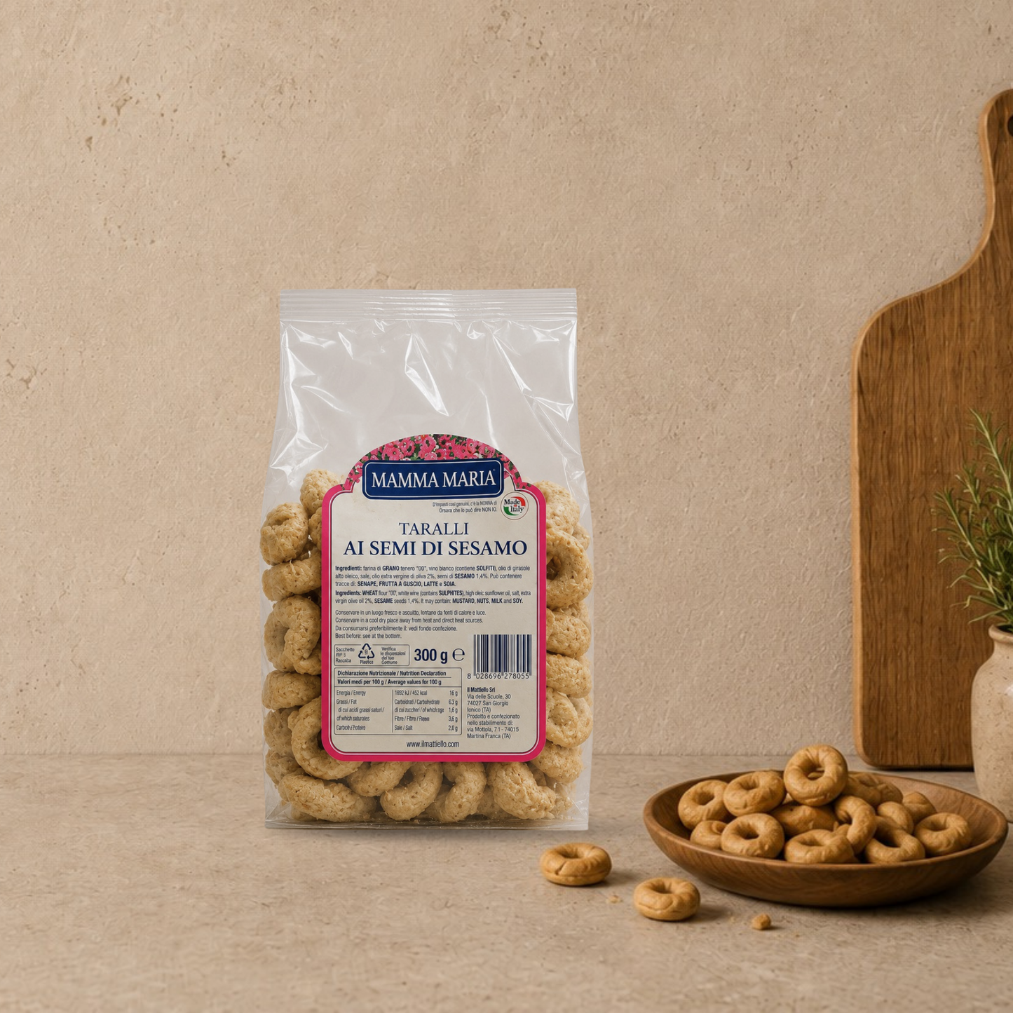 MAMMA MARIA Taralli ai Semi di Sesamo, 300gr.