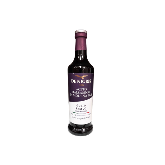 Bottiglia di Aceto Balsamico di Modena IGP De Nigris 500ml – disponibile su Essenza Pisterzi
