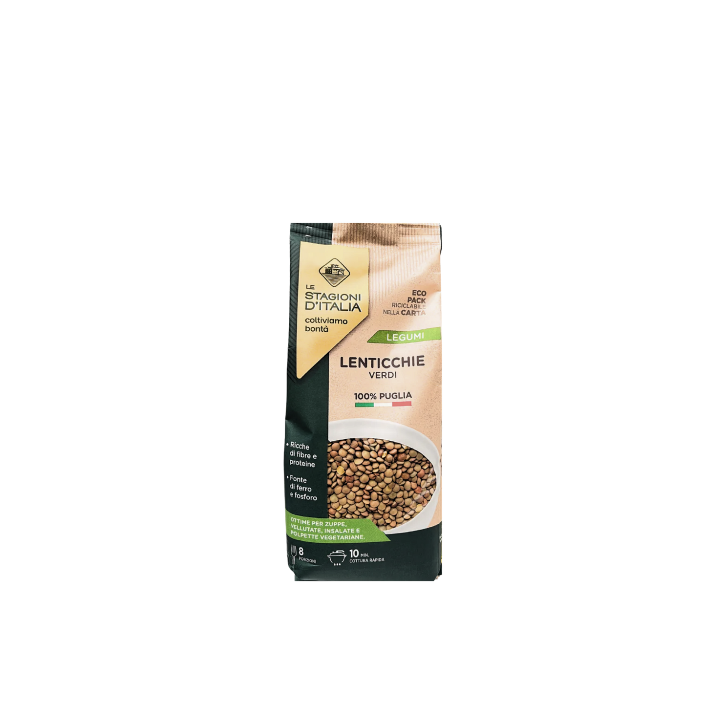Le Stagioni d'Italia Green Lentils 100% Puglia, 400g