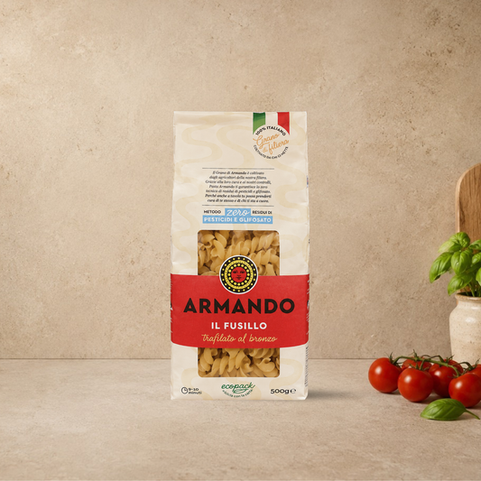 PASTA ARMANDO Bronzegezogene Fusilli – 100 % italienischer Weizen, 500 g.
