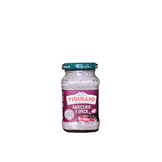Vasetto di Pesto Tigullio Radicchio e Speck da 185g – disponibile su Essenza Pisterzi
