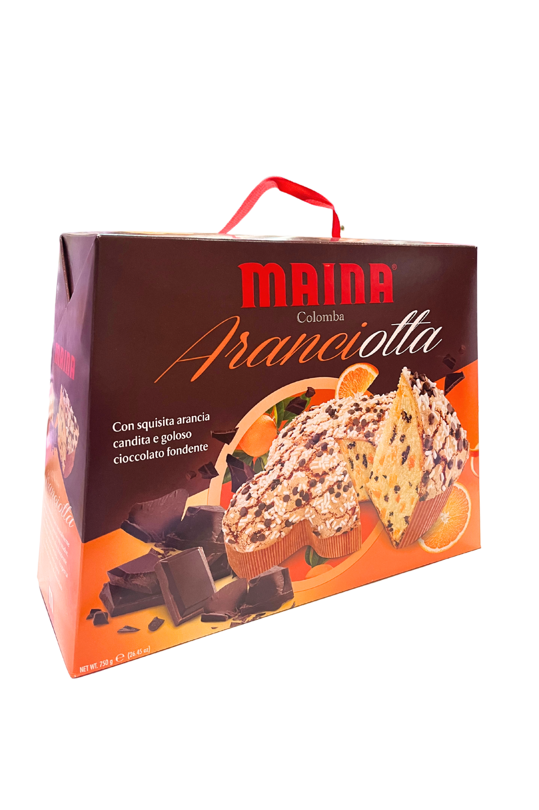 Colomba MAINA Aranciotta 750gr, dolce pasquale con arancia candita e cioccolato fondente, soffice e ricca di sapori intensi, ideale per una Pasqua gourmet