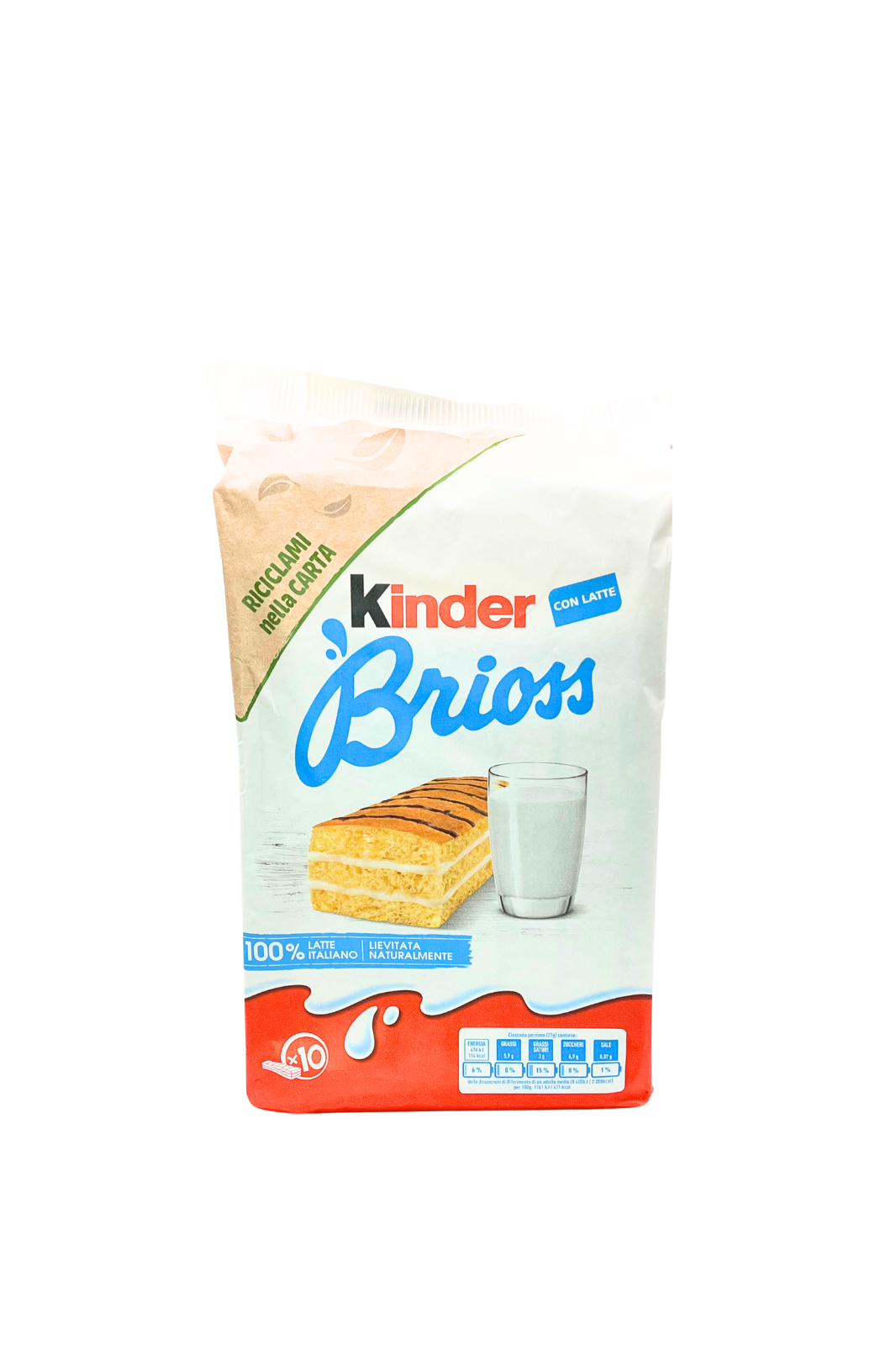 Kinder Brioss confezione da 10 merendine con latte 100% italiano – colazione soffice