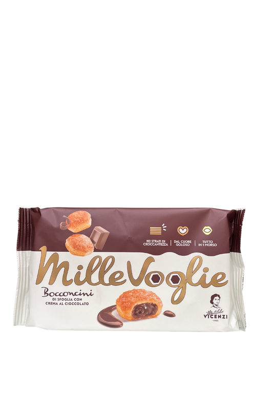 MATILDE VICENZI Millevoglie Bocconcini ripieni con crema al cioccolato, 100gr.