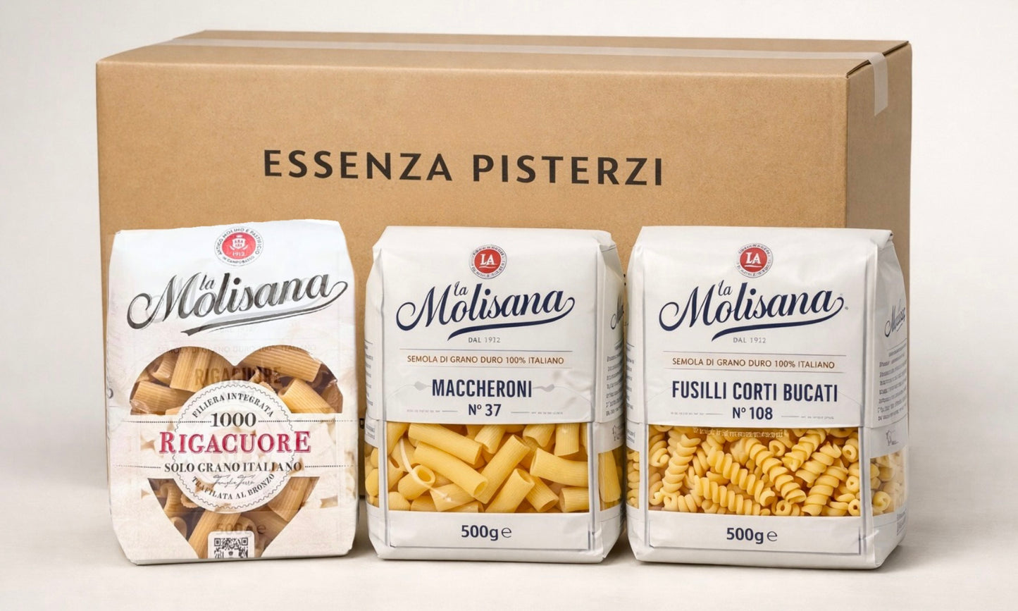 Box pasta La Molisana 5 kg con spaghetti, penne, fusilli, linguine e rigatoni – Essenza Pisterz