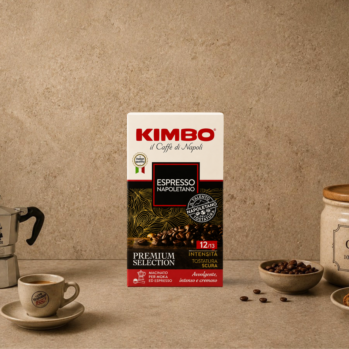 Kimbo Caffè di Napoli, Dunkel gerösteter Espresso Premium Selection 250g