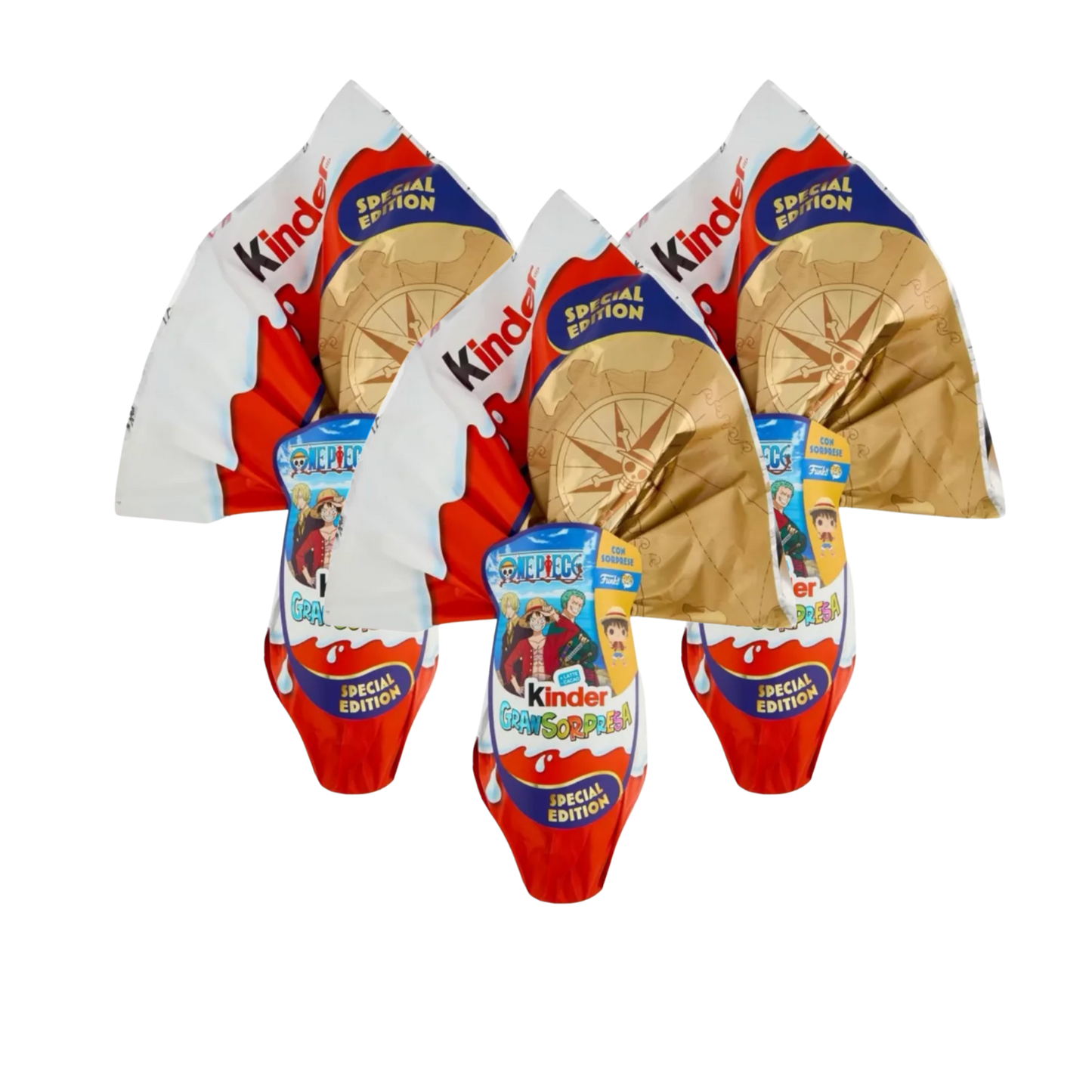 X3 KINDER Uovo Gran Sorpresa One Piece, 220gr.