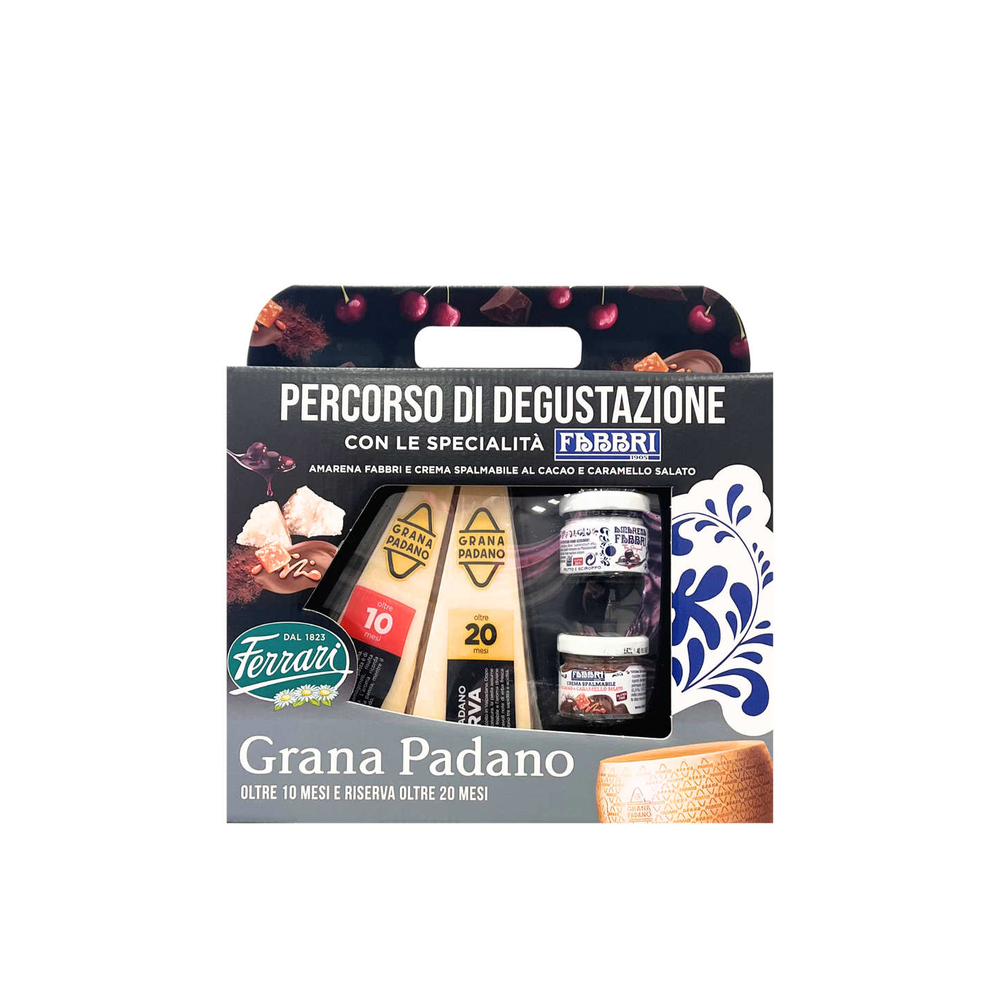 Confezione regalo Grana Padano con specialità Fabbri due stagionature
