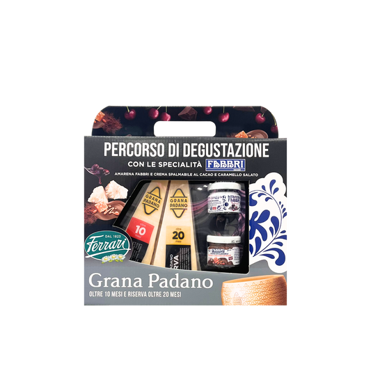 Confezione regalo Grana Padano con specialità Fabbri due stagionature