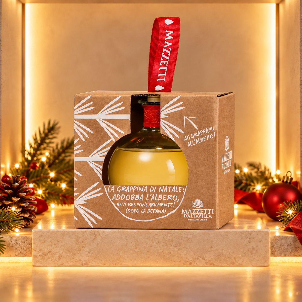 MAZZETTI D'ALTAVILLA Grappa Invecchiata Christmas Edition, 10cl.