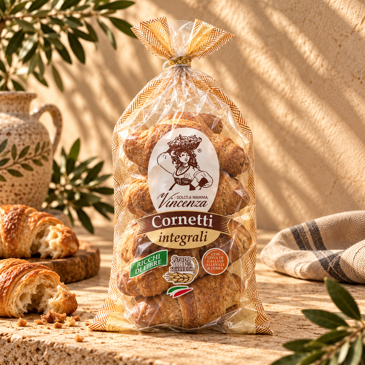 Mamma Vincenza Whole Wheat Italian Cornetti X6 100% Italian Wheat
