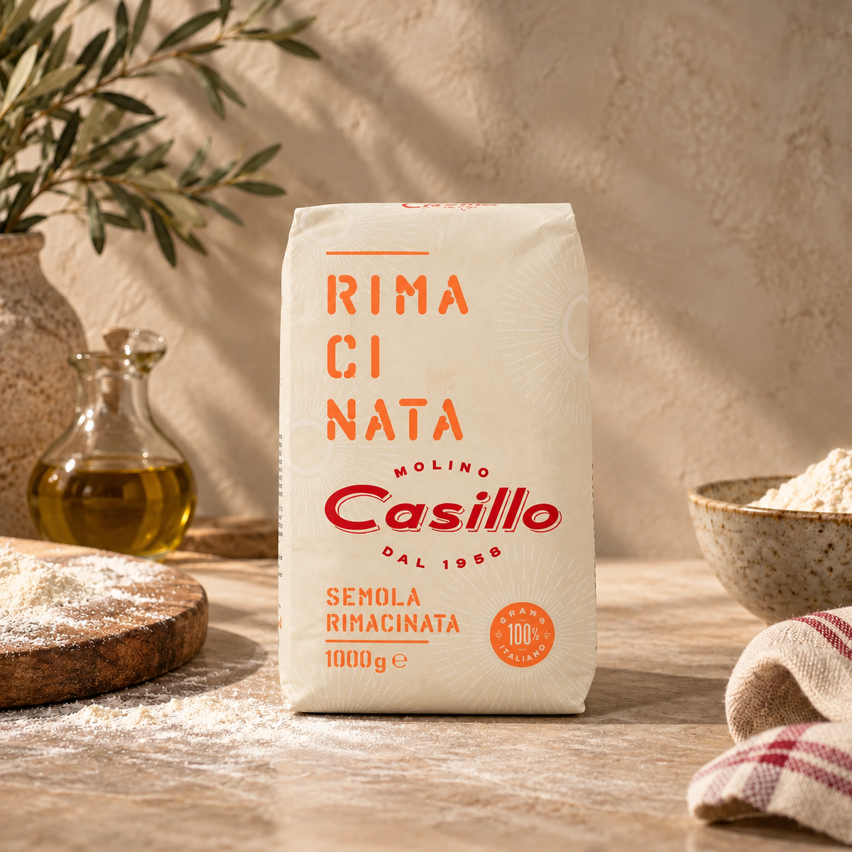 MOLINO CASILLO Semola Rimacinata 100% Grano Italiano, 1kg.