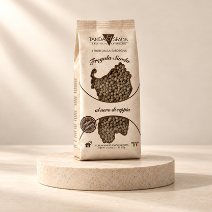 TANDA & SPADA Sardinian Fregula with Squid Ink, 500g.