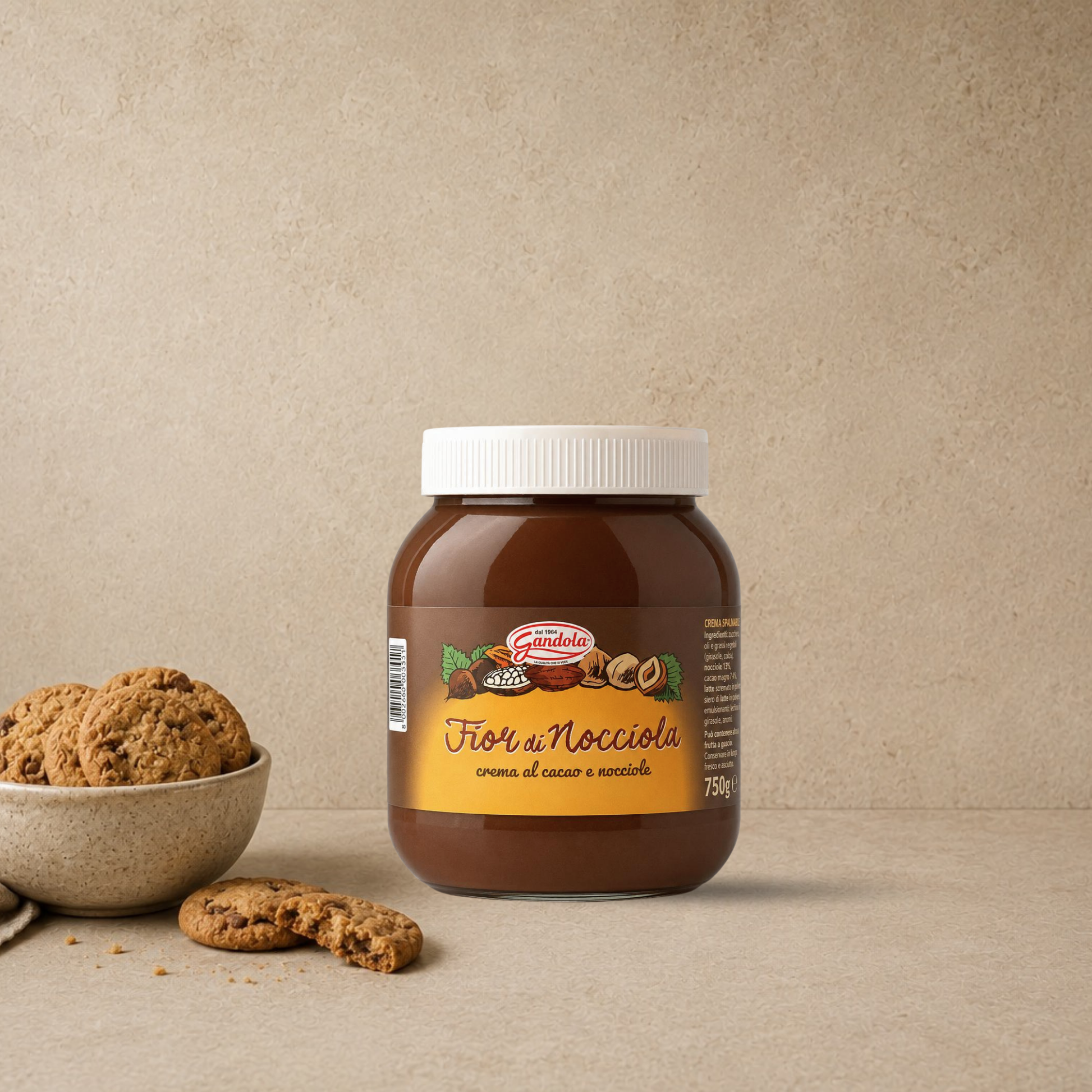 GANDOLA Cocoa & Hazelnut Cream 750g | Italian Chocolate Spread