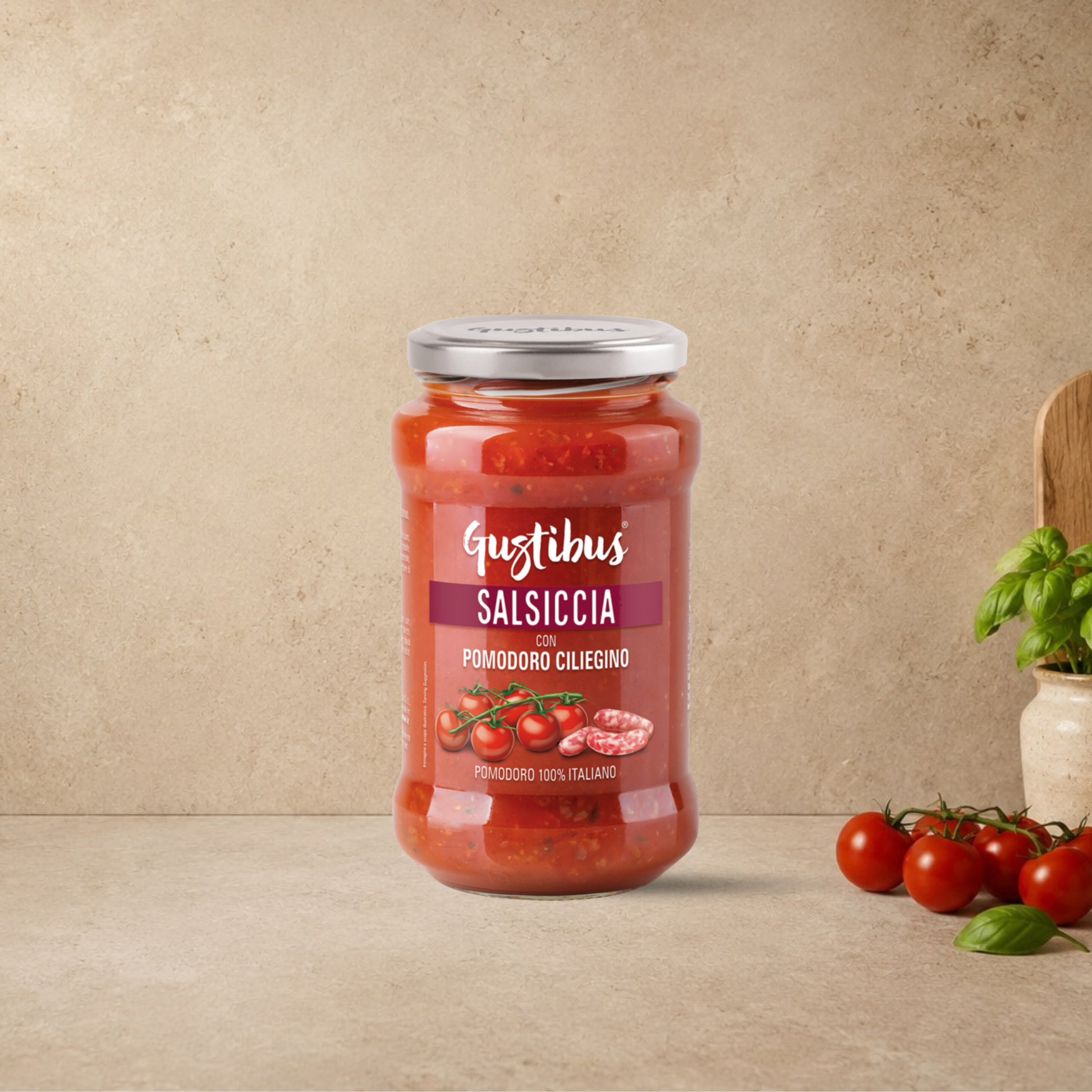 GUSTIBUS Cherry Tomato & Sausage Sauce 400g | Italian Ragù Ready Sauce