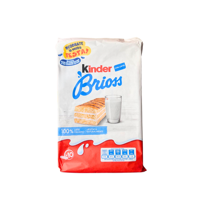 KINDER Brioss con Latte 100% Italiano – 10 merendine soffici, confezione su sfondo neutro – Essenza Pisterzi